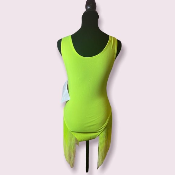 Neon Green Fringe Swimsuit - Picture 4 of 4